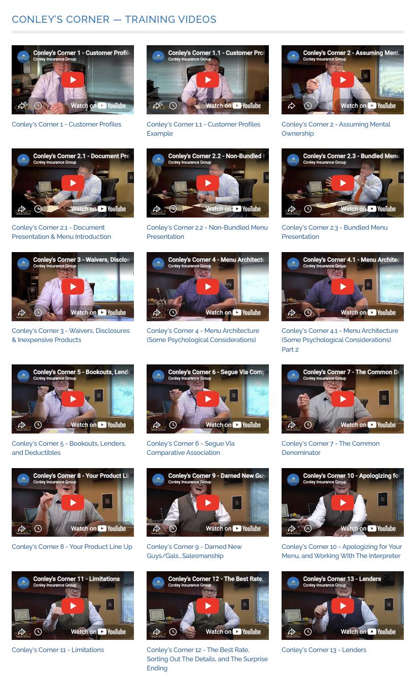 Conley Training Videos Conley Training Videos